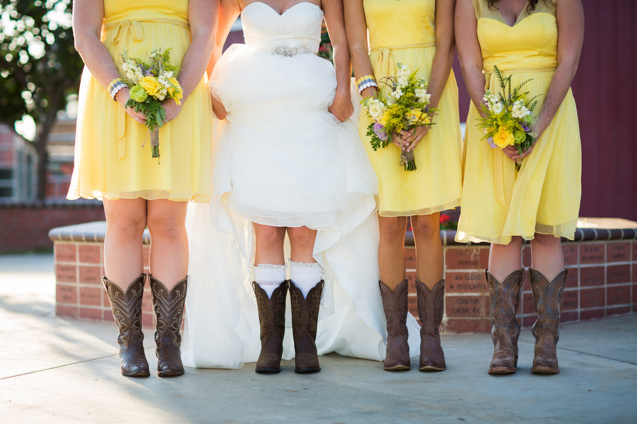 yellow dress with cowboy boots
